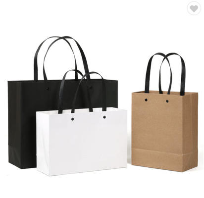 کیسه های کالای شخصی کرافت کیف های خرید قهوه ای لوگوی مشکی چاپ شده است