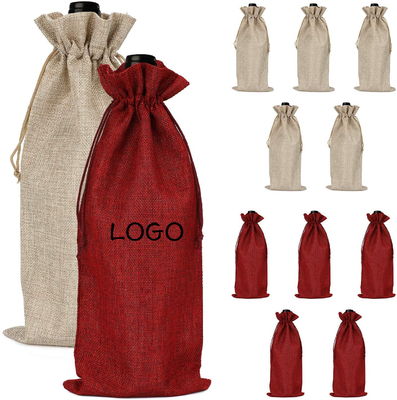 کیسه های جوت چاپ شده با بند کشی قابل برگشت کیف های هدیه برای شراب